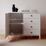 Dipriz Комод Боцен из сосны, 4 ящика 1 дверь, на ножках, 103х43х79 см, белый воск