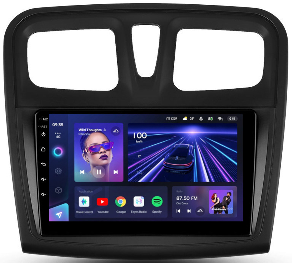 Магнитола для Renault Logan 2, Sandero 2 2014+ (рамка 9) - Teyes CC3 Android 10, ТОП процессор, 4/32 Гб, CarPlay, SIM-слот