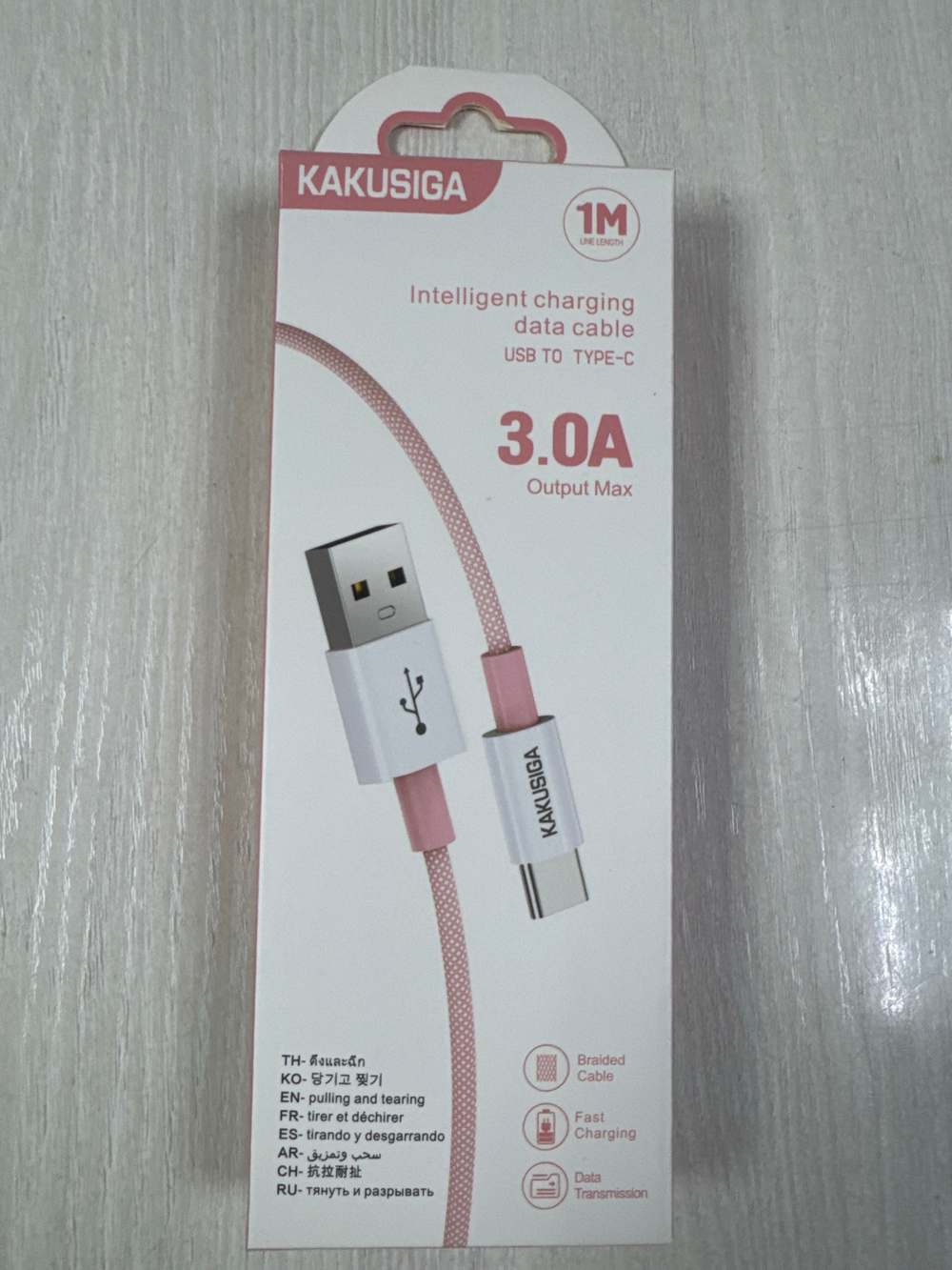 Кабель Kakusiga KSC-723 Type-C 3A розовый 1 м