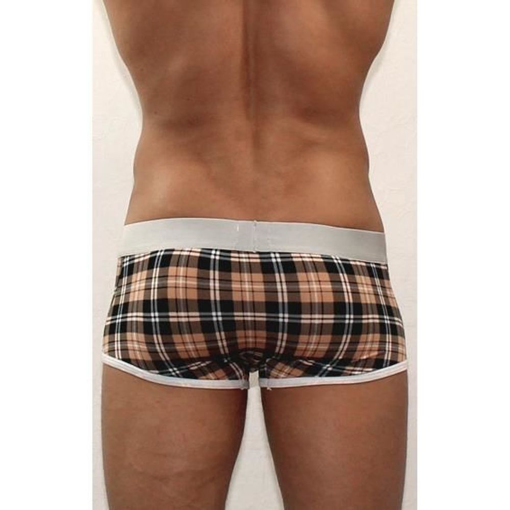 Мужские трусы боксеры коричневые в клетку Calvin Klein Print