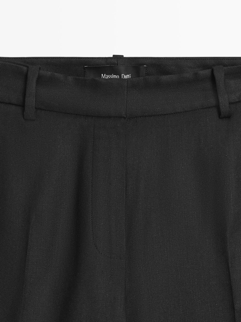 Massimo Dutti Брюки прямого кроя из смесового льна, черный