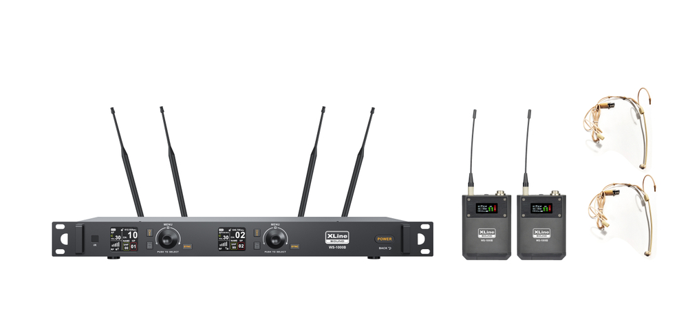 XLINE WS-1000B Радиосистема двухканальная c двумя поясными передатчиками и головными гарнитурами