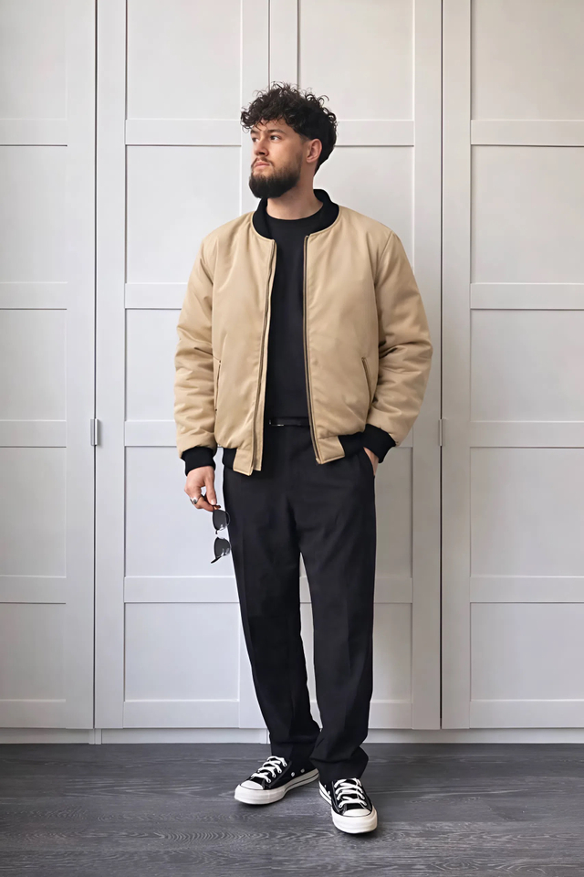 Бомбер мужской демисезонный "HN-5" бежевый