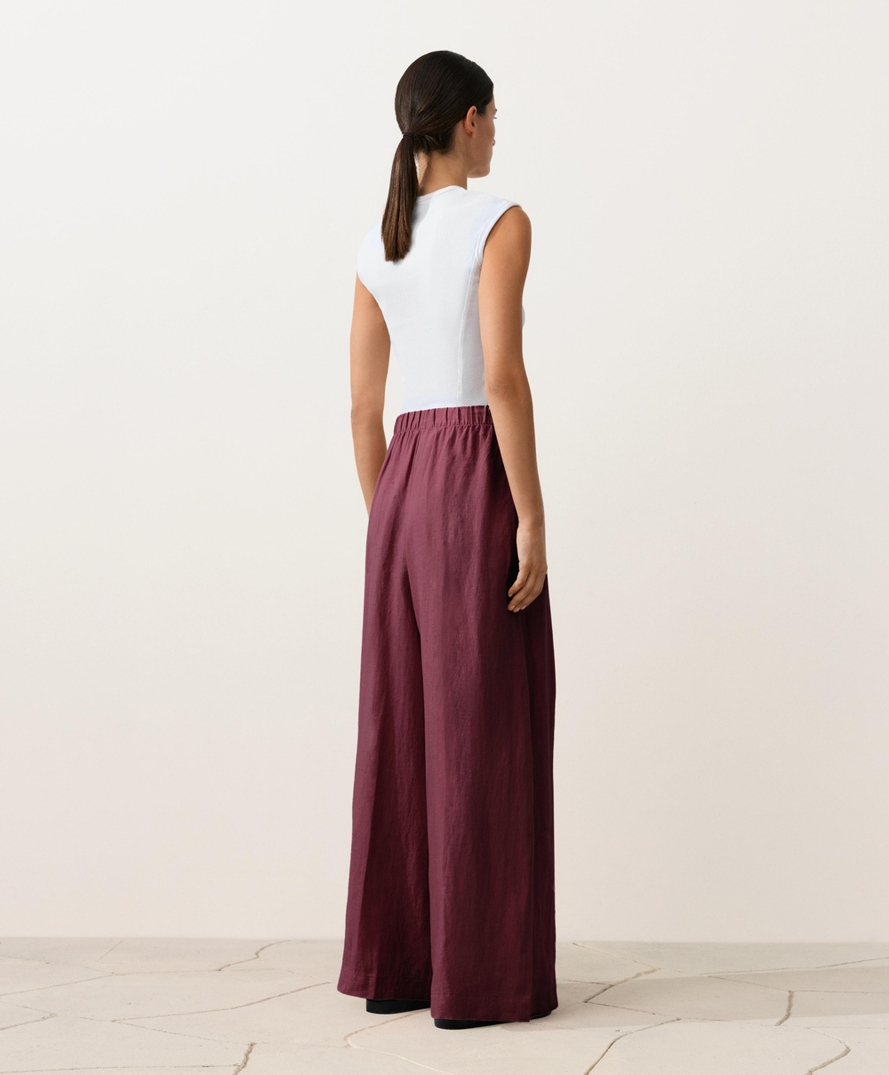 OYSHO Брюки с широкими штанинами из 100% льна, бордо