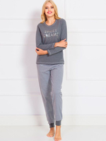 Женский комплект с полосатыми брюками (Размер: L) (Цвет: темно-серый)