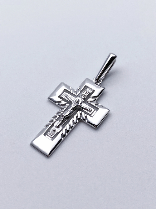 Крест из серебра/Родий/С подвижным ухом