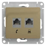 GLOSSA РОЗЕТКА двойная RJ11+RJ45 кат.5e, механизм, ТИТАН