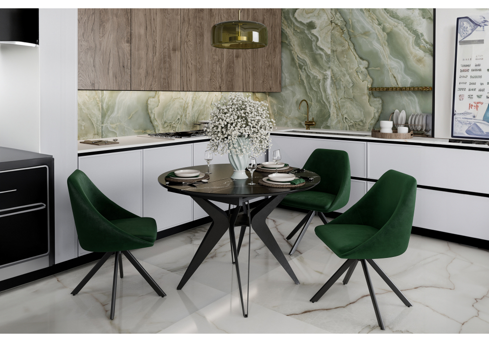 Стул на металлокаркасе Woodville Окленд крутящийся темно-зеленый, черный, ножки черные