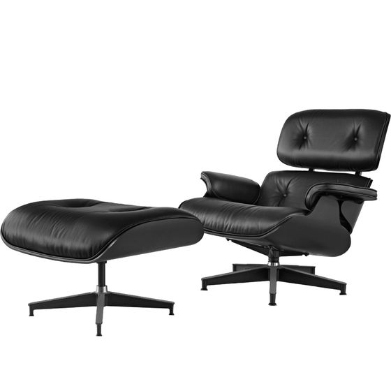 Культовое кресло с оттоманкой Eames Lounge Total Black Limited Edition | Купить в Hallberg.ru