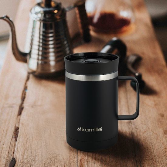 Термокружка 360 мл. из нержавеющей стали Kamille KM-2038 с ручкой