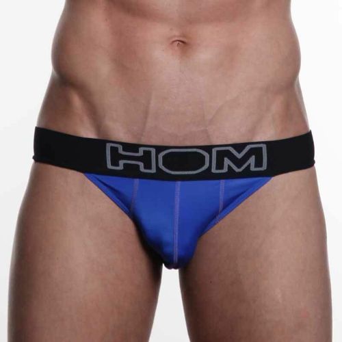 Мужские трусы танга синие с черной резинкой HOM Night Therapy Tanga Brief Blue