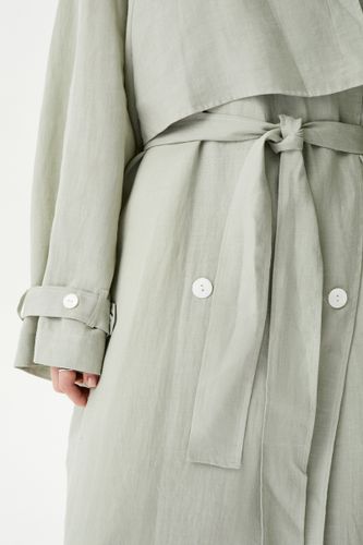 Мятный льняной тренч DVZ