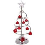 Сувенир с подсветкой «Елочка Хрустальная» 18 см, диаметр 8 см, основание-серебро, свечение-белый, хрусталик Красный (работает от батареек 3 LR44)