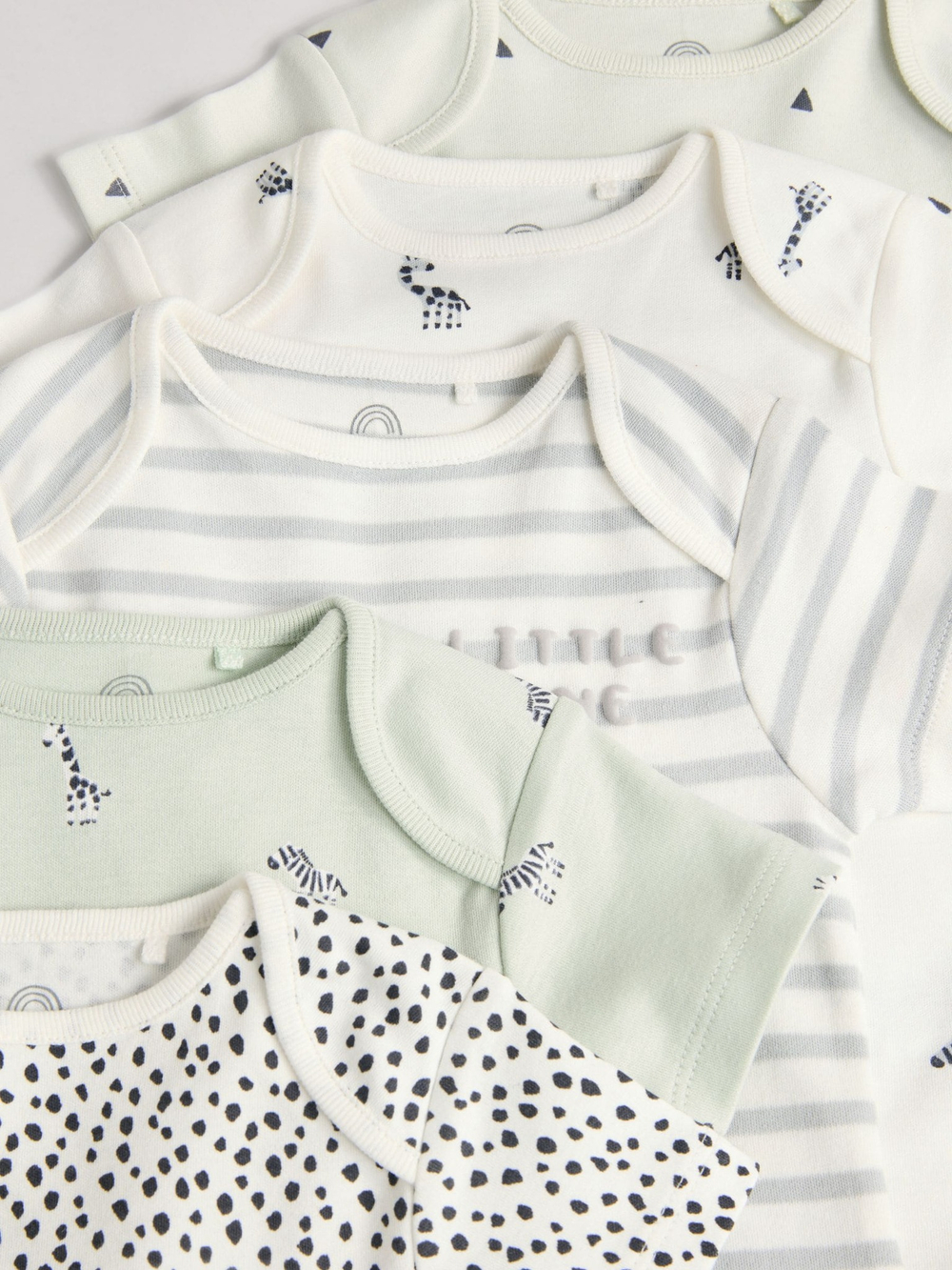 Боди с коротким рукавом для малышей Next E57-523, 5 шт., Молочный, Серый, Мятный
