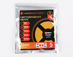 Ambrella Светодиодная лента Ambrella Light GS1401 2835 240Led /17W m/ 12V IP20 3000K 5m/кратность резки 25mm LED Strip 12V GS1401