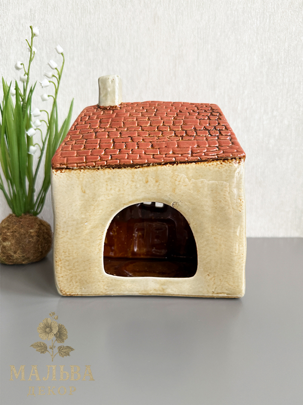 Домик подсвечник "Горчичный домик" 17x10x19 см от Clayre & Eef