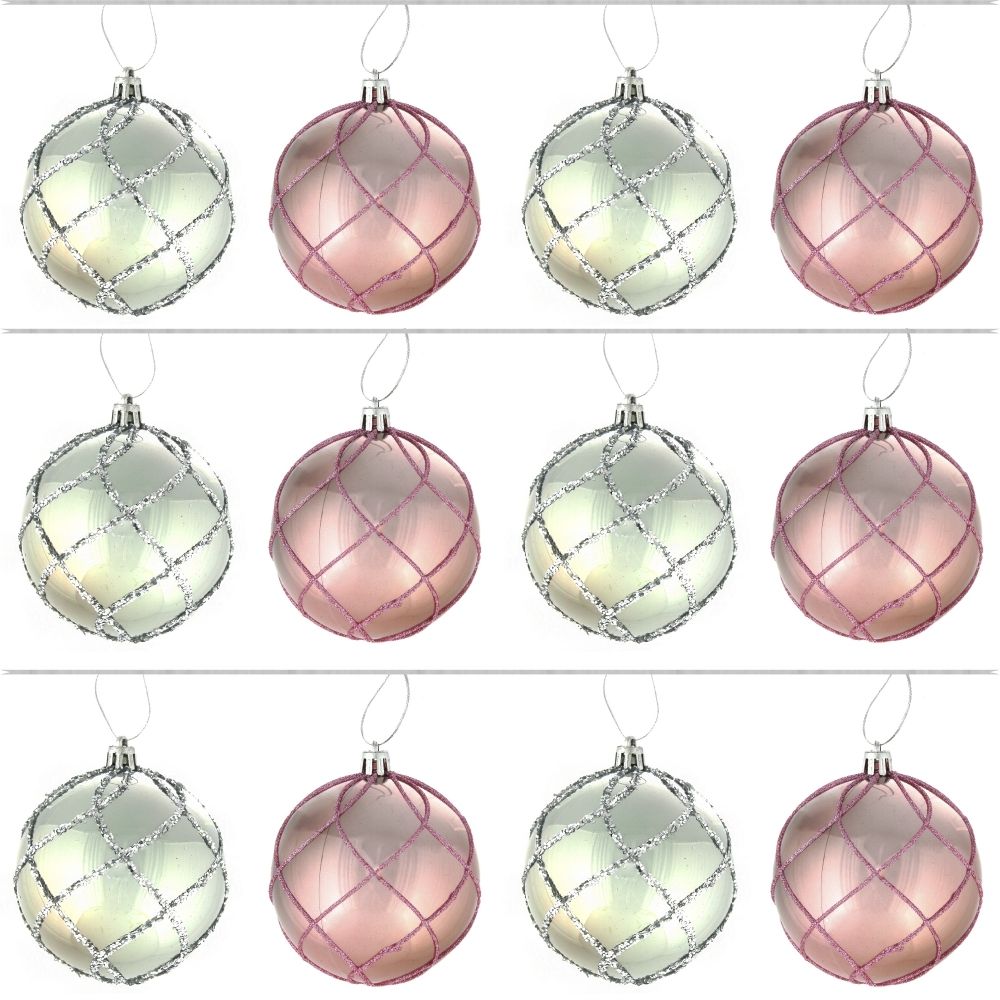 GAEM Набор из 12шт Украшение новогоднее Шар "Алмазная сетка", D 8 см, L35 W27 H9 см
