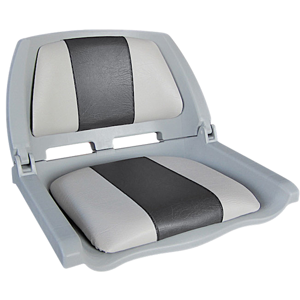 Складное кресло пластик Мягкое 75109GC Серо-Чёрное Molded Fold-Down Boat Seat