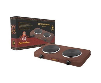 Электроплитка Матрена МА-063 2 конфорки диск 1кВт+1кВт коричневая 6059