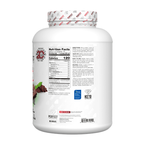 PERFECT Sports, Diet, новозеландский сывороточный изолят, шоколад и мята, 2,27 кг (5 фунтов)