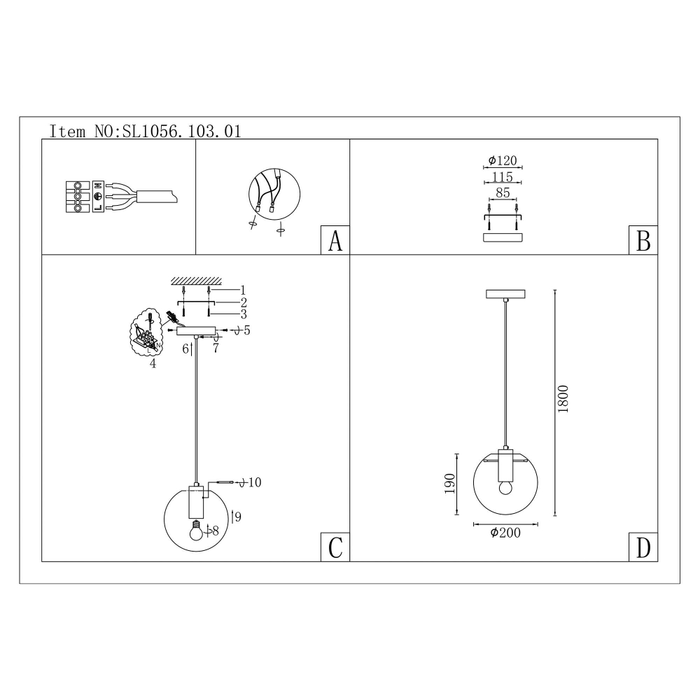 SL1056.103.01 Подвес ST-Luce Хром/Прозрачный E27 1*60W