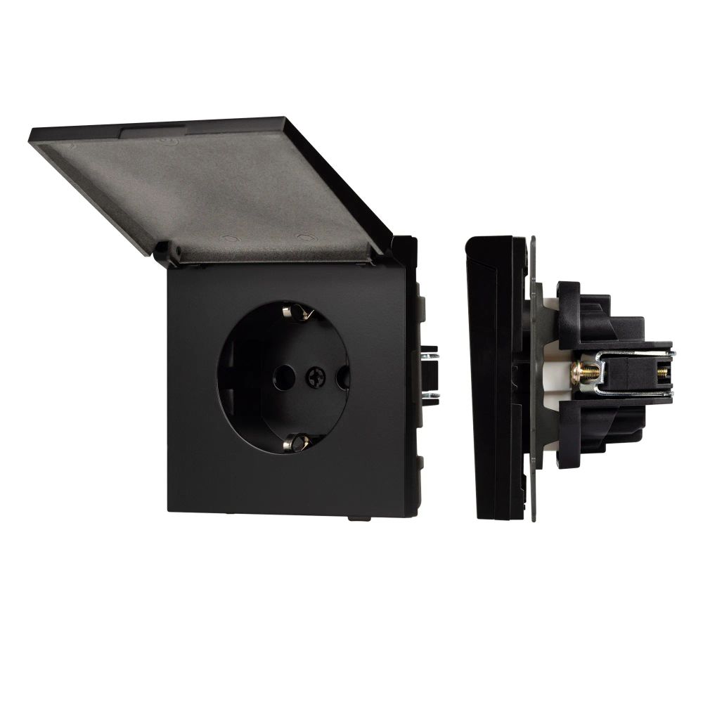 Механизм розетки влагозащищённый SCT-TENDO-MCP-PL-BK (230V, 16A) (Arlight, Черный) 054091