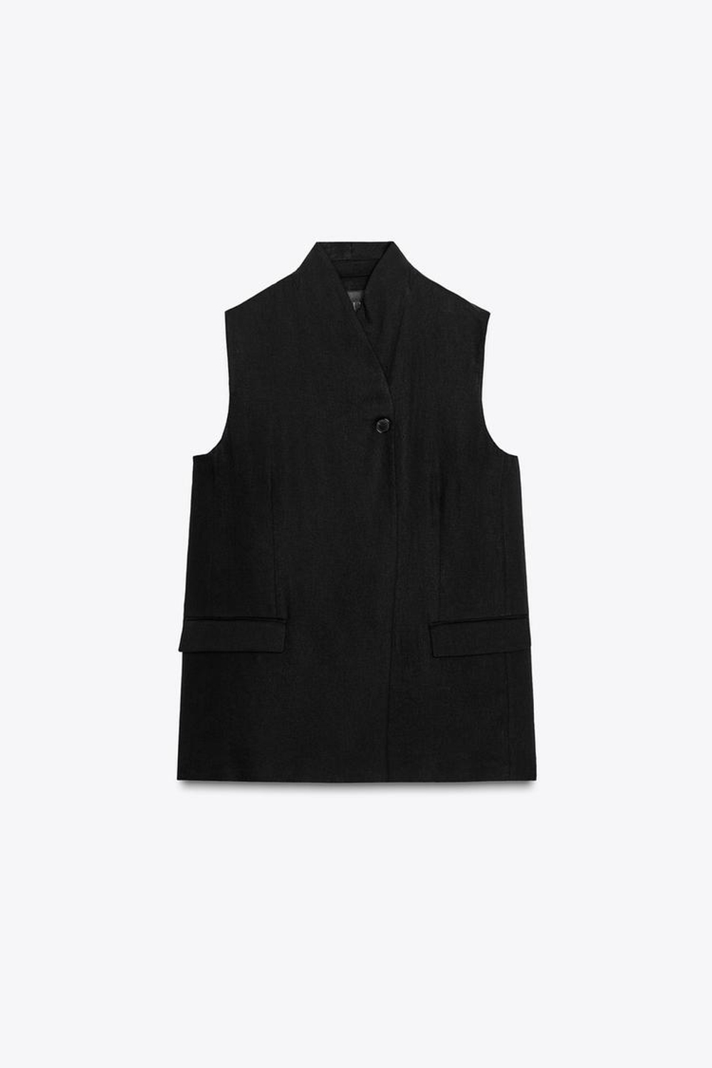 ZARA ЖИЛЕТ ИЗ СМЕСОВОГО ЛЬНА — ZW COLLECTION, ЧЕРНЫЙ