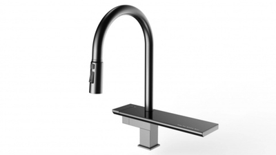 15014-G Смес. для кухни выс. с ВЫД. лейкой и ПОЛКОЙ (ГРАФИТ) ViEiR (5/1шт)