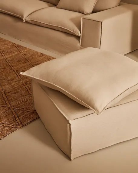 Anarela 3-местный диван со съемным чехлом и льняными подушками бежевого цвета 280 см