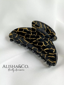Крабик для волос черный Black&Gold Shell большой набор 2 шт.