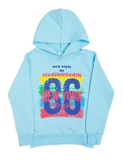 Толстовка для мальчиков с начёсом "New York" SM110 р.104 Голубой