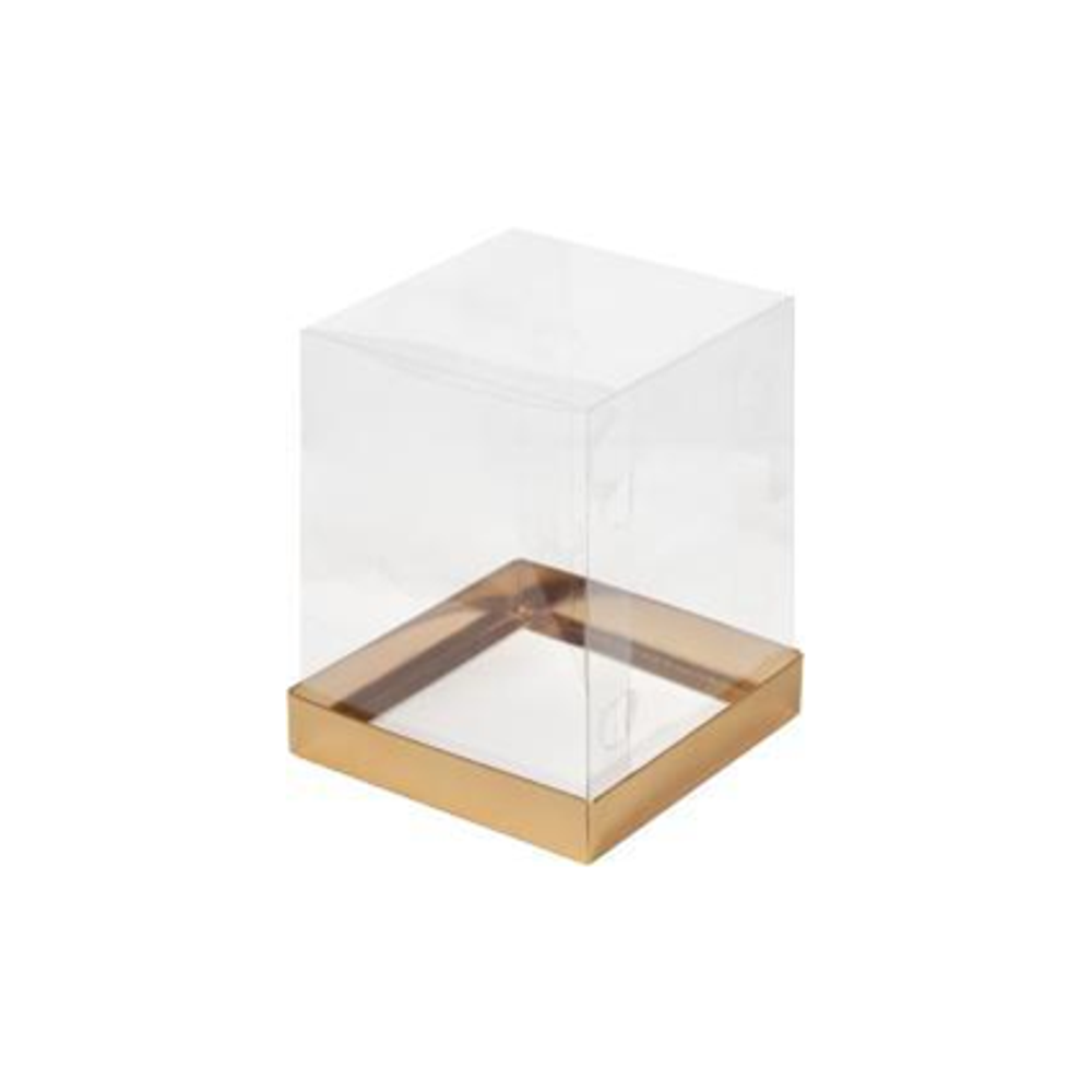 Коробка под торт и кулич с прозрачным куполом 160*160*200 (золото)