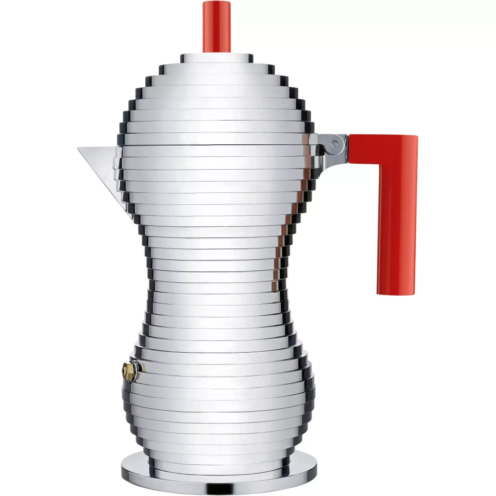 Alessi - Алюминиевая Турка кофеварка  Pulcina на 6 чашек. (индукция) / артикул   MDL02/6RFM  / GTIN 8003299412679