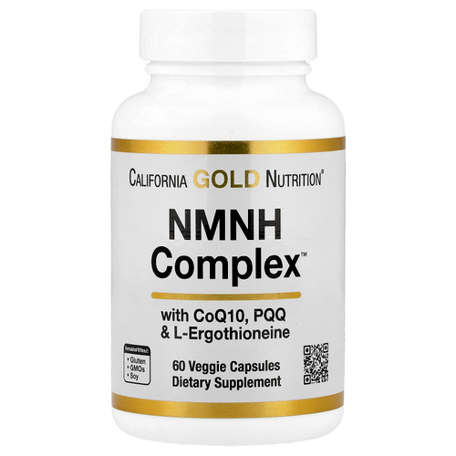 California Gold Nutrition, NMNH Complex, комплекс с коэнзимом Q10, PQQ и L-эрготионеином, 60 вегетарианских капсул