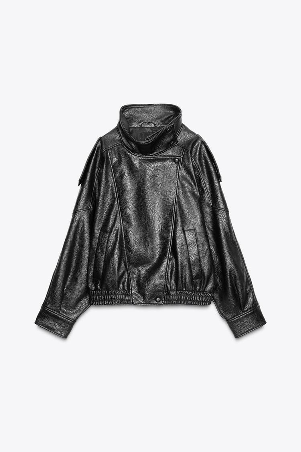 ZARA КУРТКА ИЗ ИСКУССТВЕННОЙ КОЖИ, ЧЕРНЫЙ