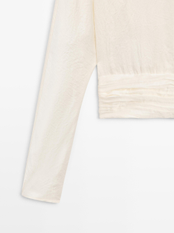 Massimo Dutti Плиссированная блузка - STUDIO, бежевый