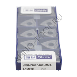 Пластина твердосплавная ISO WNMG080408-MMA APM20E AHNO  по нерж.стали,  получистовая