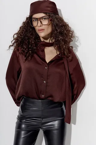 Блуза из шифона шоколадного цвета