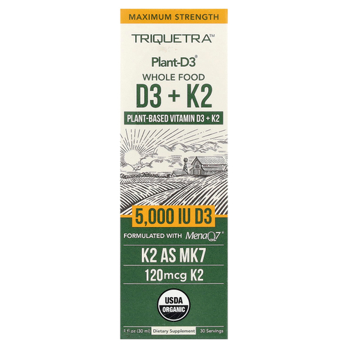 Triquetra Health, Plant-D3®, цельнопищевые витамины D3 и K2, 30 мл (1 жидк. унция)