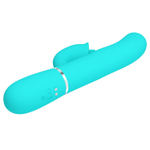 Аквамариновый вибратор-кролик с пульсацией Gigi - 22,8 см. (Цвет: аквамариновый)