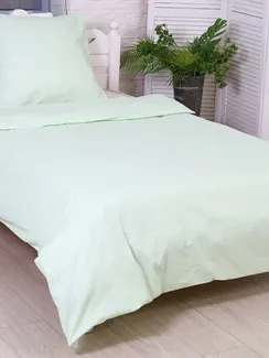 Постельное бельё 1.5сп Зигзаг зелёный (пододеяльник 145х215см, наволочка 70х70см) бязь, 120г/м², 100% хлопок