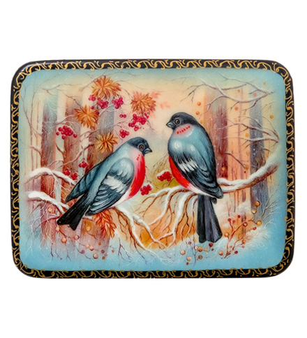 ШК-19/66 Шкатулка в технике декупаж «Снегири» (10х8х3,5)