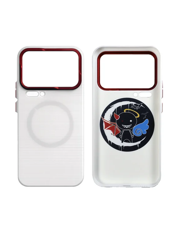 Защитный чехол для Xiaomi 17 Pro Max белый с красной рамкой (White-Red)