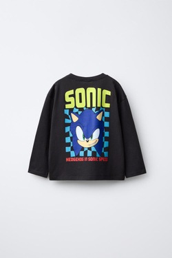 ZARA ЛОНГСЛИВ С ПРИНТОМ SONIC © SEGA, АНТРАЦИТОВО-СЕРЫЙ