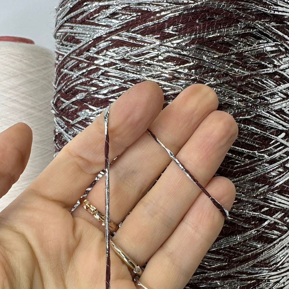 EMPORIUM - Luxury Production by Ri.go.; 90% меринос, 8% фольга, 2% п/а; 220м/100гр; цвет: бордово-коричневый в серебре