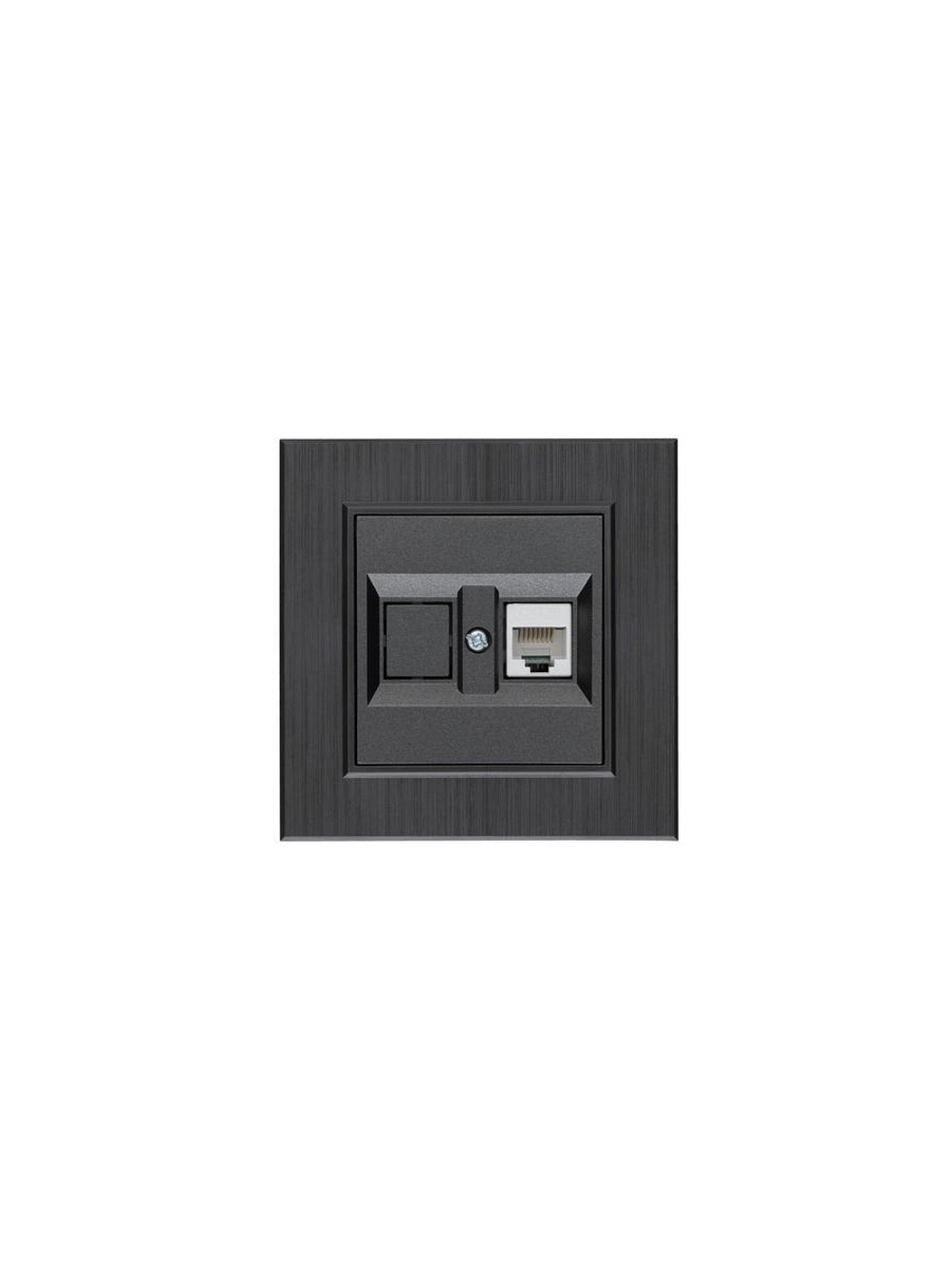 Розетка компьютерная CAT 5+гнездо Karea LINE STAR дым. металлик Makel 86050035