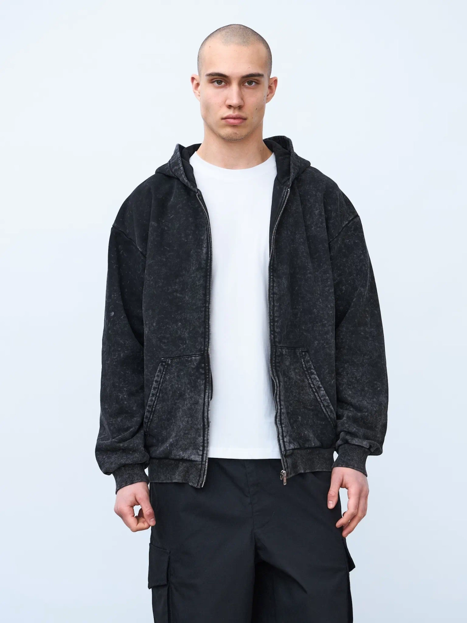 Худи на молнии Garment dyed 380 г