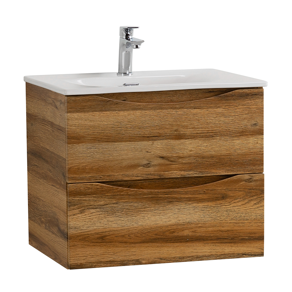 Тумба с раковиной подвесная BelBagno MARINO-CER-N-600-2C-SO-RR-P Rovere Rustico, раковина белая BB-8099-60