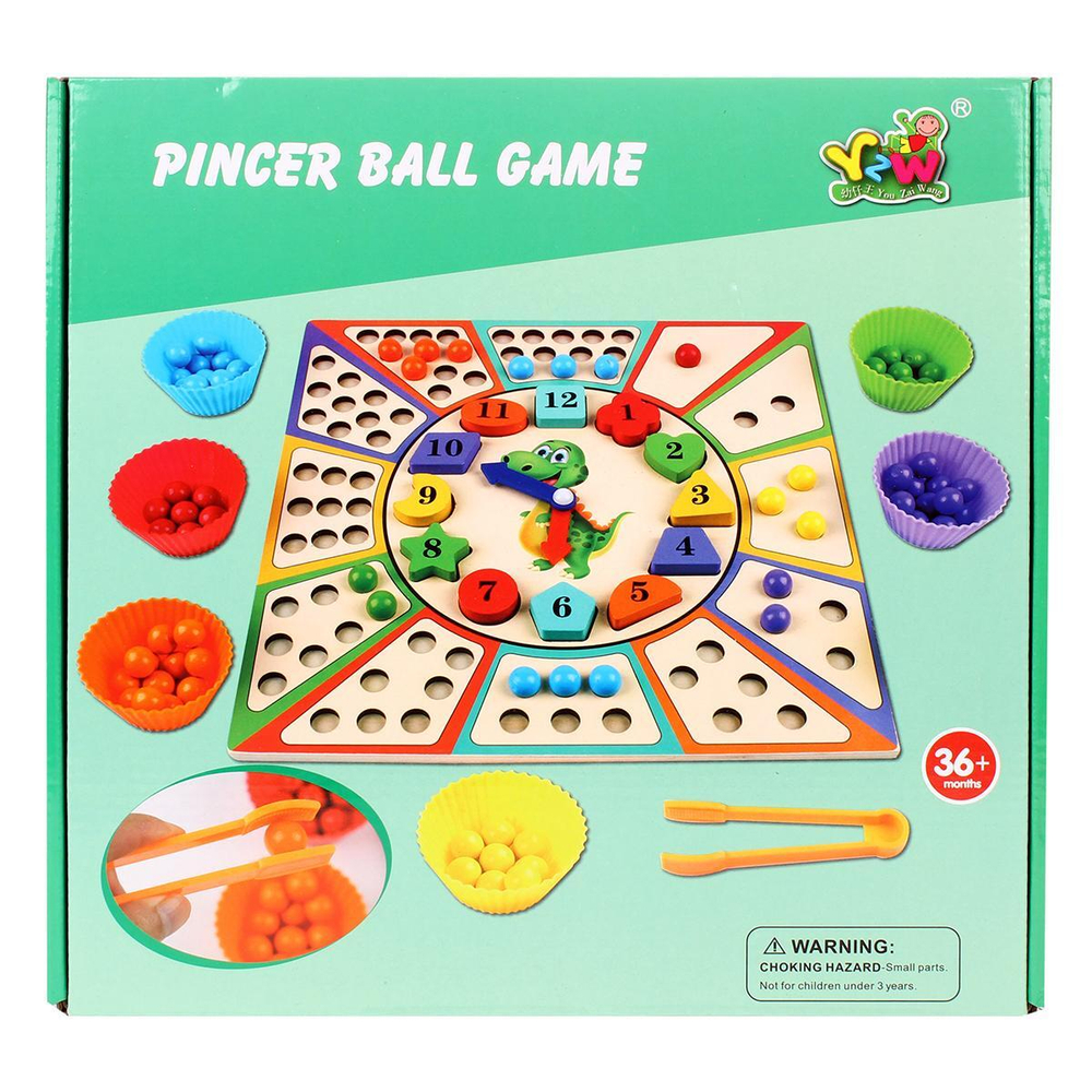 Развивающая игрушка деревянная с шариками и часами, коробка C-41935