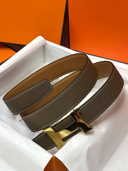 Двусторонний ремень Hermes, Бежевый/коричневый